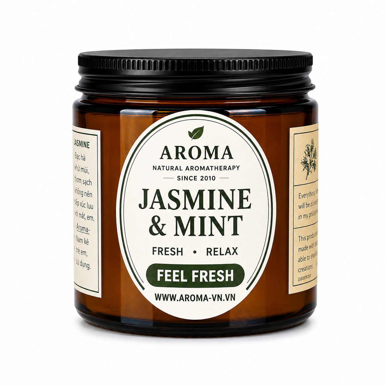 Nến Thơm Jasmine & Mint 33H – Hương Hoa Lài & Bạc Hà Tươi Mát Chuẩn EU Chỉ 189K Tại Arroma