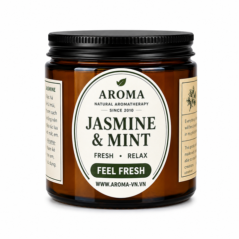 Nến Thơm Jasmine & Mint 33H – Hương Hoa Lài & Bạc Hà Tươi Mát Chuẩn EU Chỉ 189K Tại Arroma
