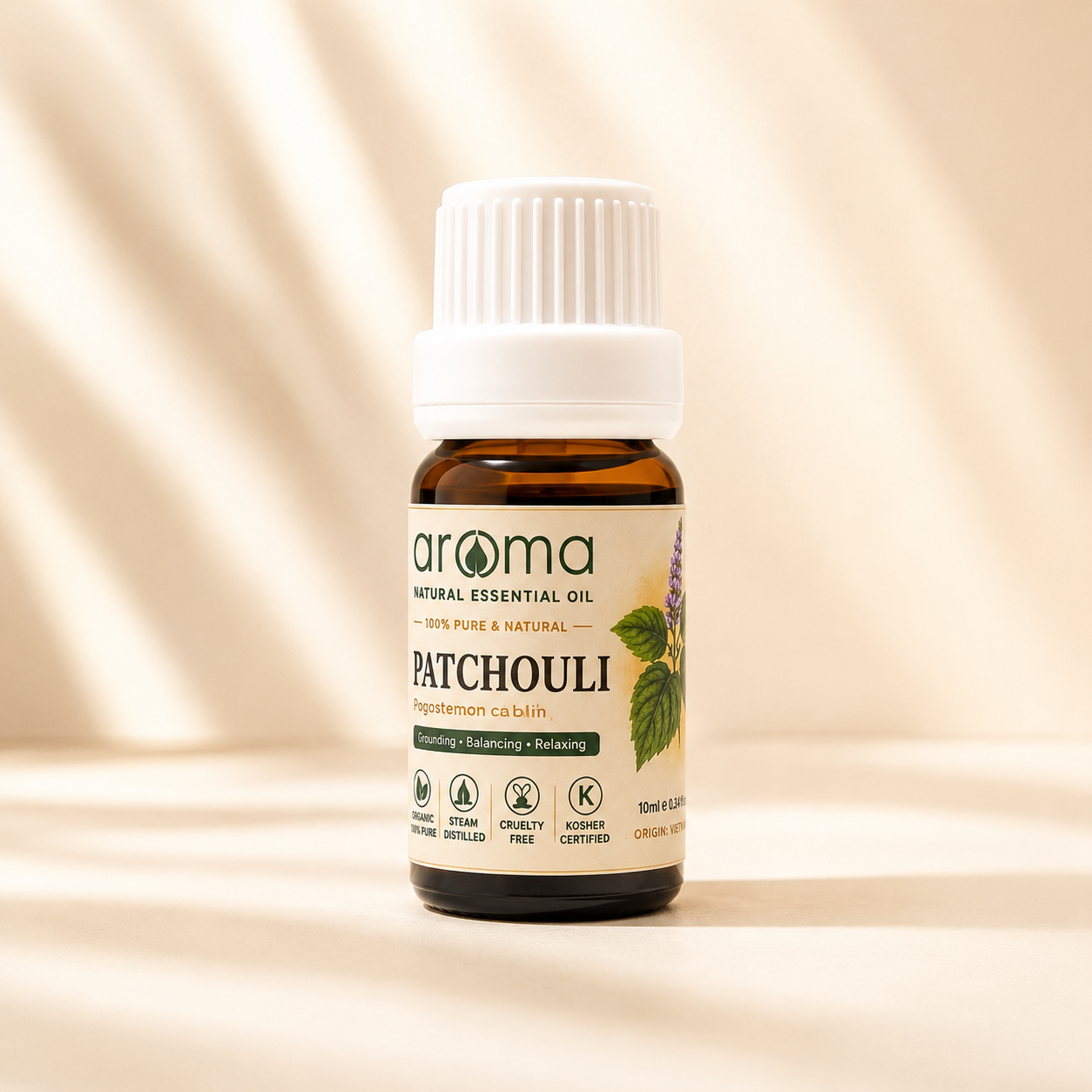 Patchouli Essential Oil 10ml | 100% Pure & Natural  Tinh dầu Hoắc Hương nguyên chất – Grounding • Balancing • Relaxing | Aroma Since 2010