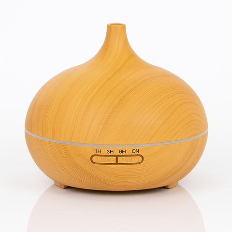 Máy Xông Tinh Dầu Aroma 500ml – Màu Gỗ Vàng & Màu Mun | Hẹn Giờ, Hơi Phun Mạnh, Bảo Hành 3 Tháng