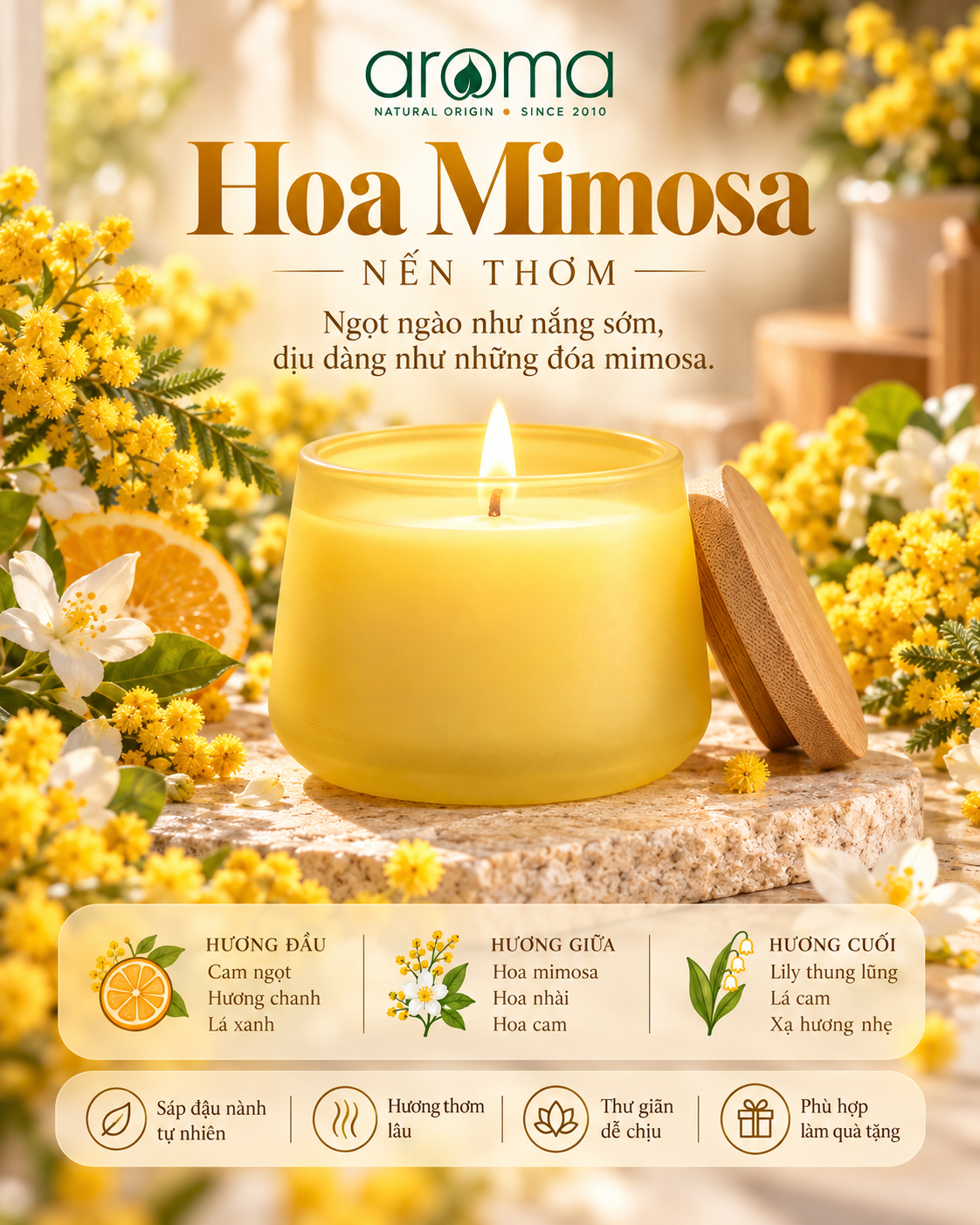 Nến Thơm Cao Cấp Fresh Aroma 450g – Bộ Sưu Tập 6 Mùi Hương Hoa & Biển