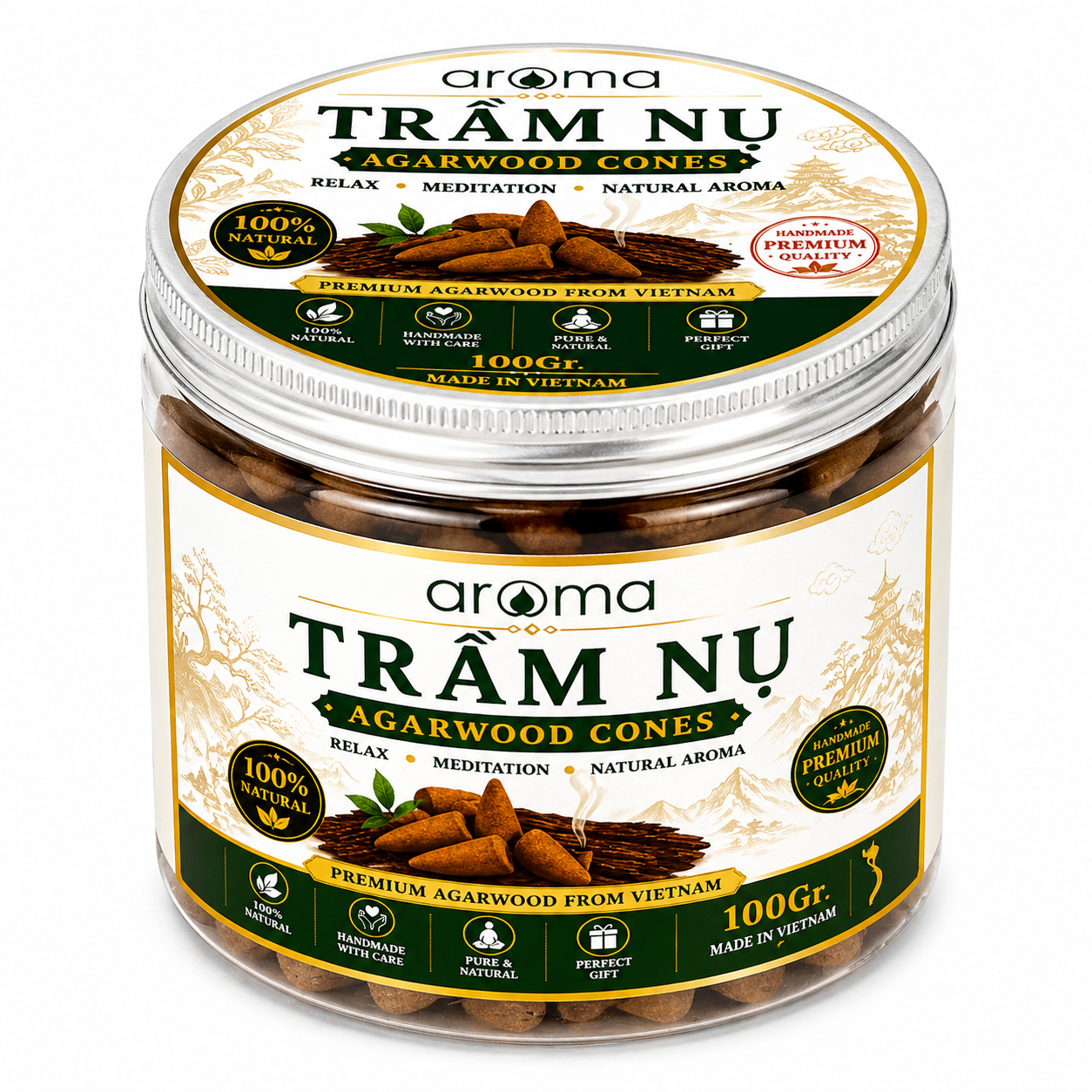 Agarwood Incense Cones Da Nang | Pure Oud Cones 100g | Aroma