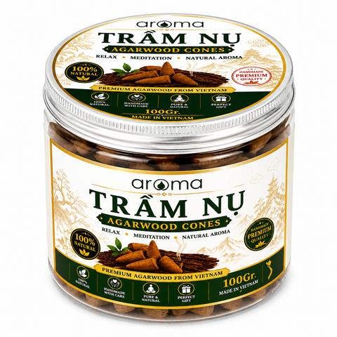 Agarwood Incense Cones Da Nang | Pure Oud Cones 100g | Aroma
