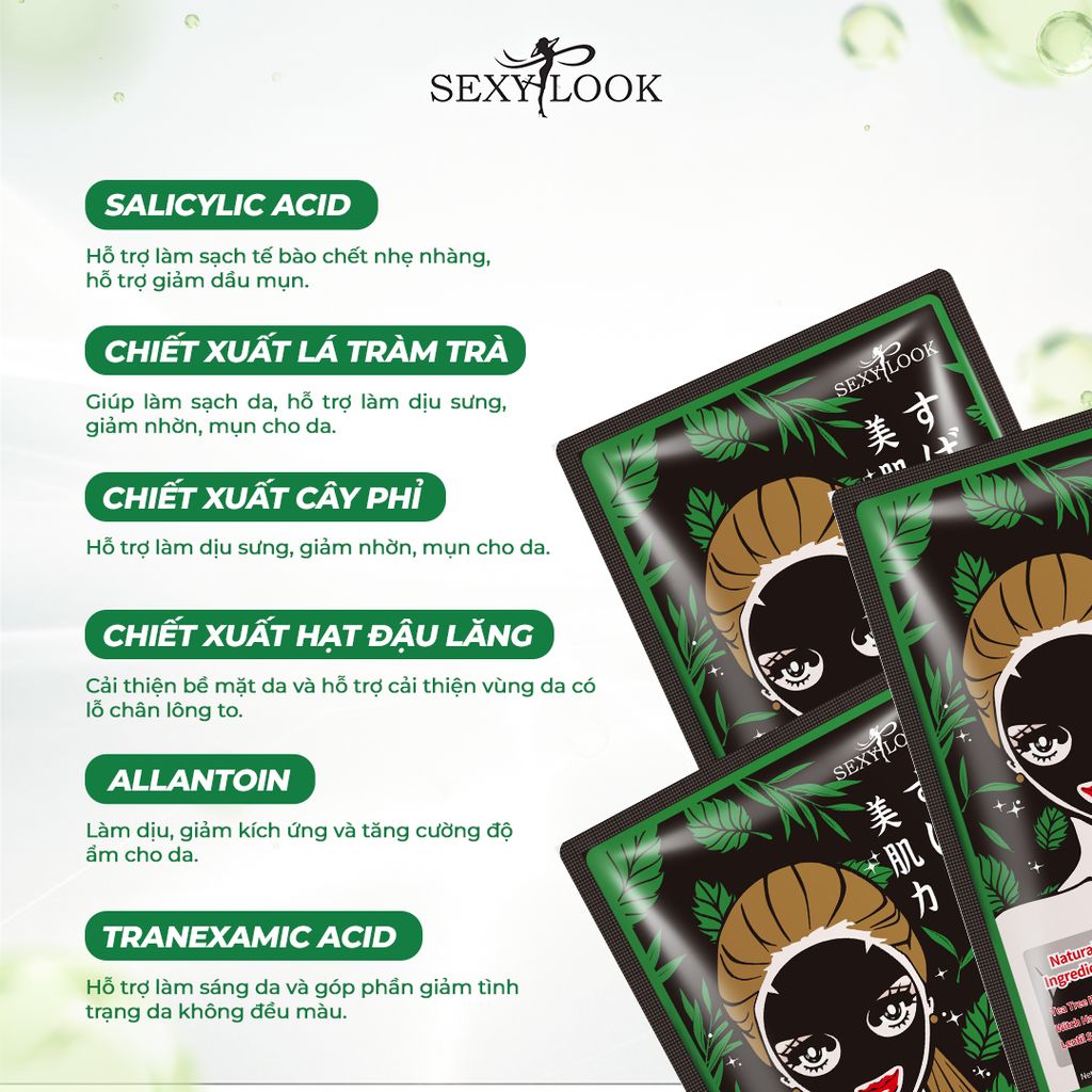 COMBO 10 HỘP MẶT NẠ TRÀM TRÀ HỖ TRỢ GIẢM DẦU MỤN 50 MIẾNG