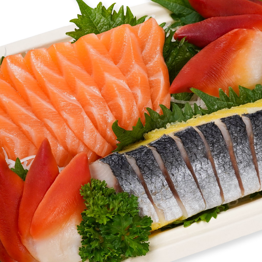 Sashimi combo 3M01 - RANCHŌ (Sāmon, Kanzunoko Nishin & Hokkigai)