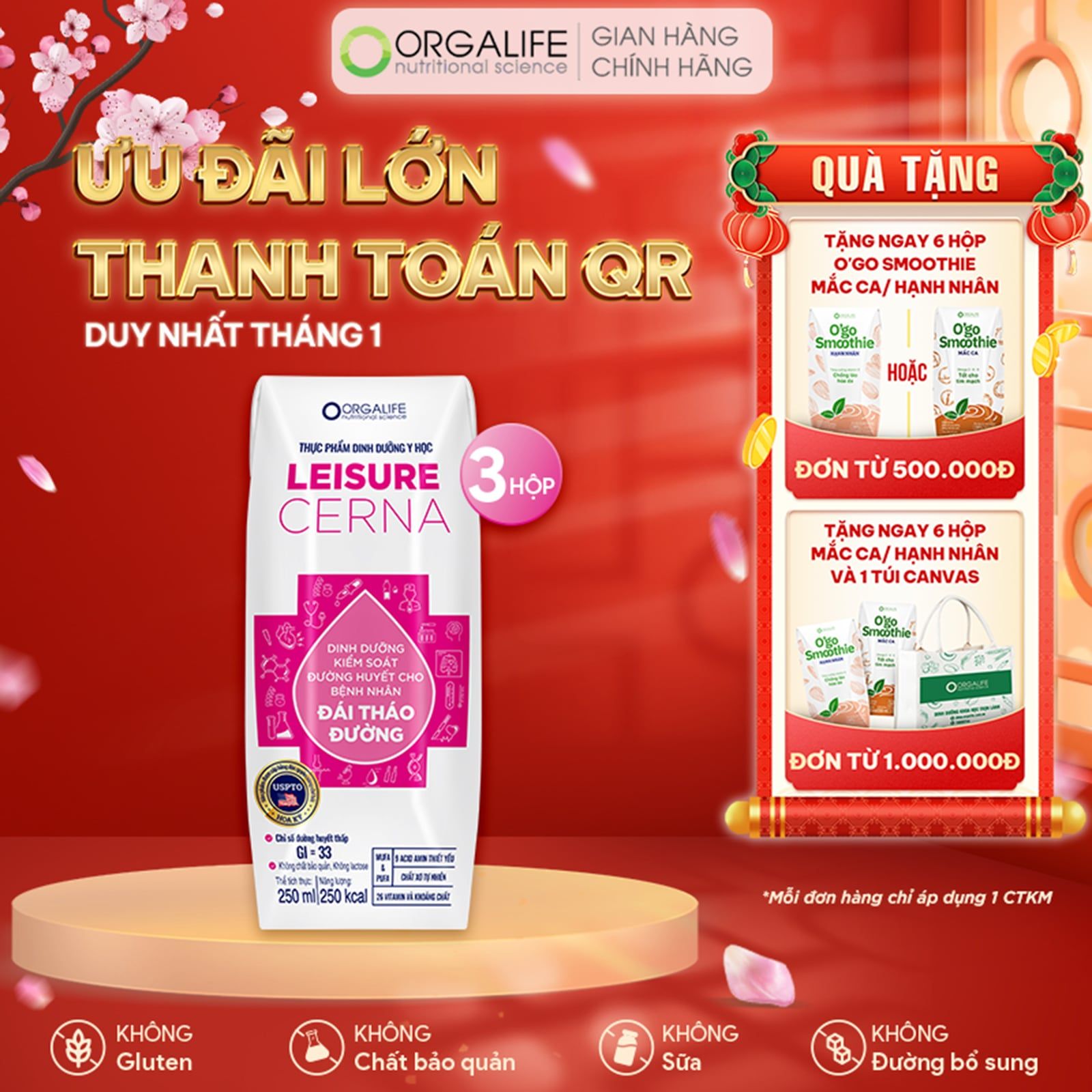  Thực phẩm dinh dưỡng y học LEISURE CERNA - Lốc 3 Hộp (250ml/Hộp) 