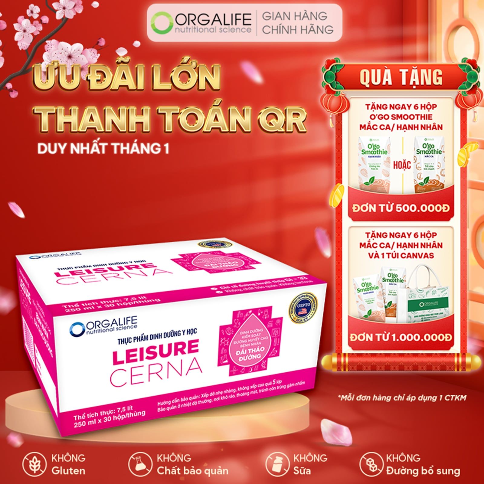  Thực phẩm dinh dưỡng y học LEISURE CERNA - Thùng 30 Hộp (250ml/Hộp) 