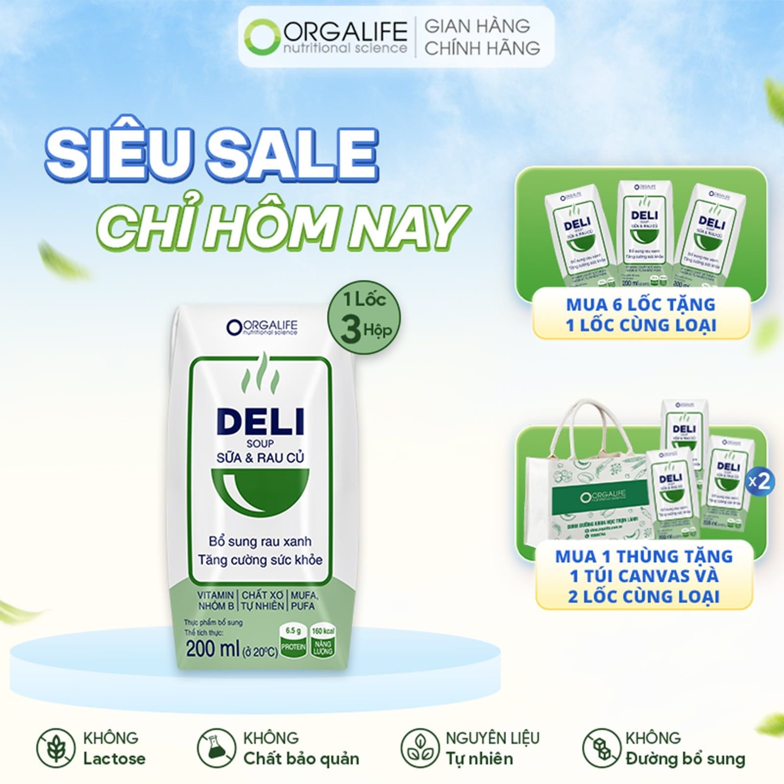  DELISOUP SỮA & RAU CỦ - Bữa Phụ Bổ Sung Rau Xanh (200ml/Hộp) 
