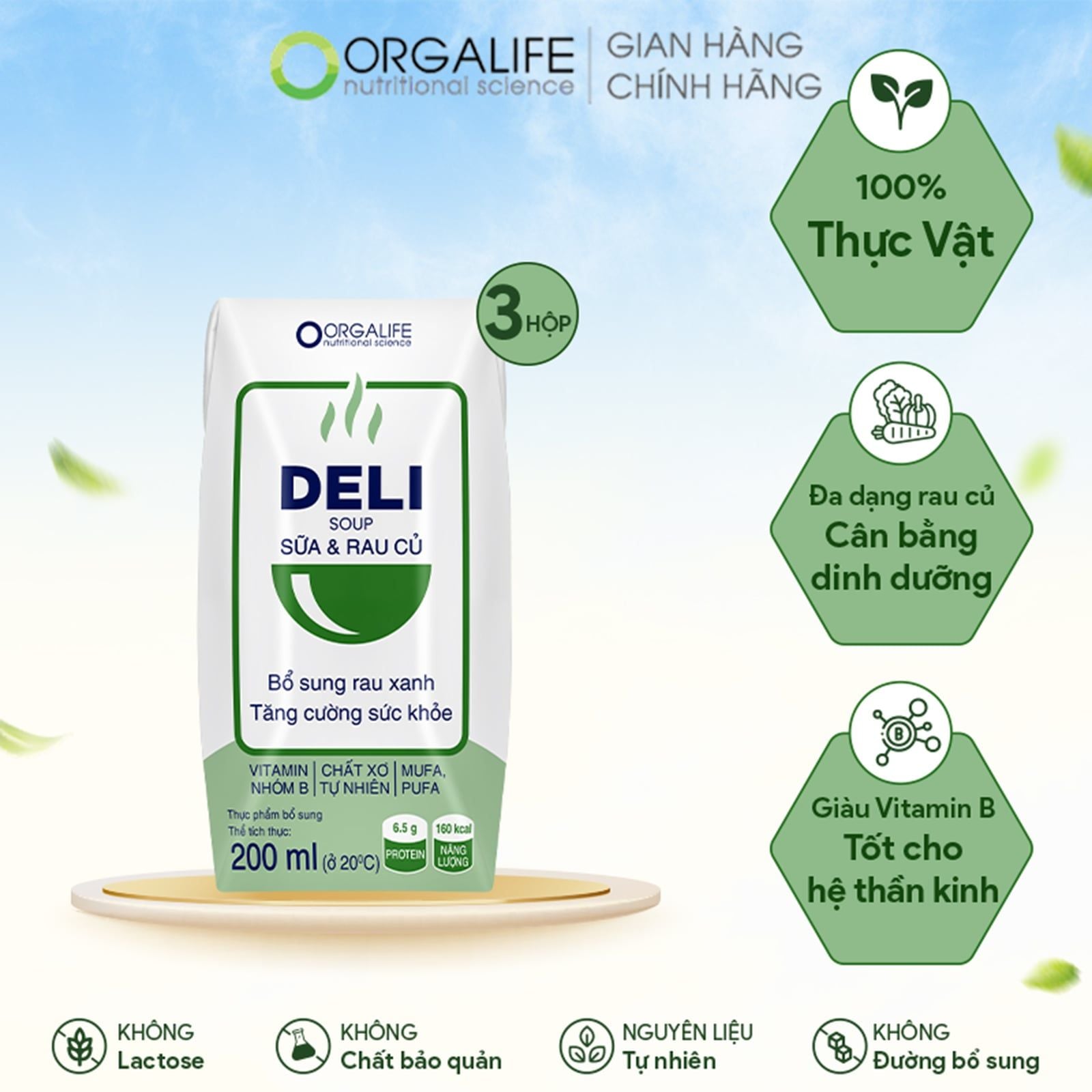  DELISOUP SỮA & RAU CỦ - Bữa Phụ Bổ Sung Rau Xanh (200ml/Hộp) 