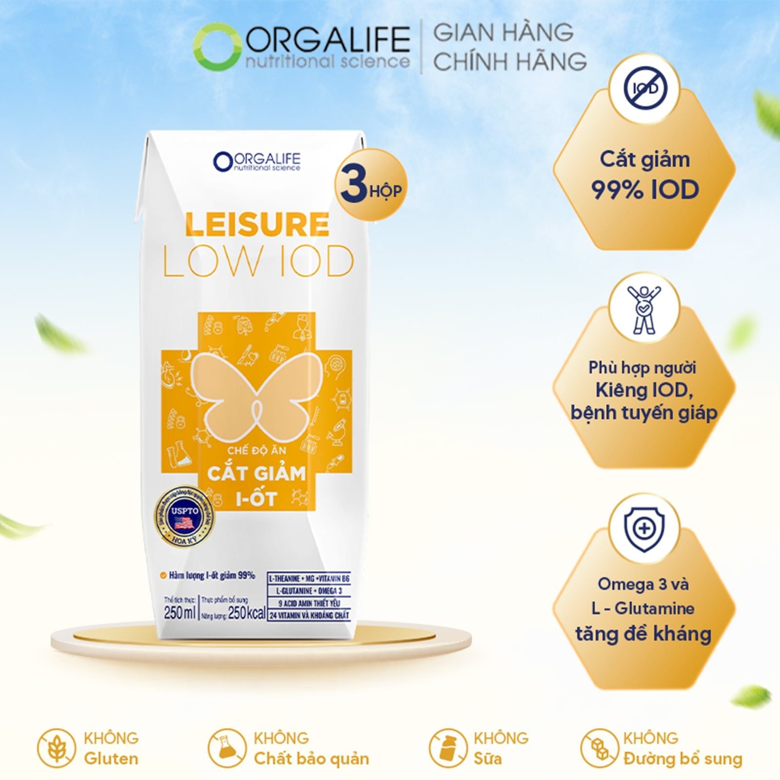  Leisure Low Iod - Soup Uống Dinh Dưỡng Cho Người Bệnh Tuyến Giáp Cần Cắt Giảm I-ốt - Lốc 3 Hộp 