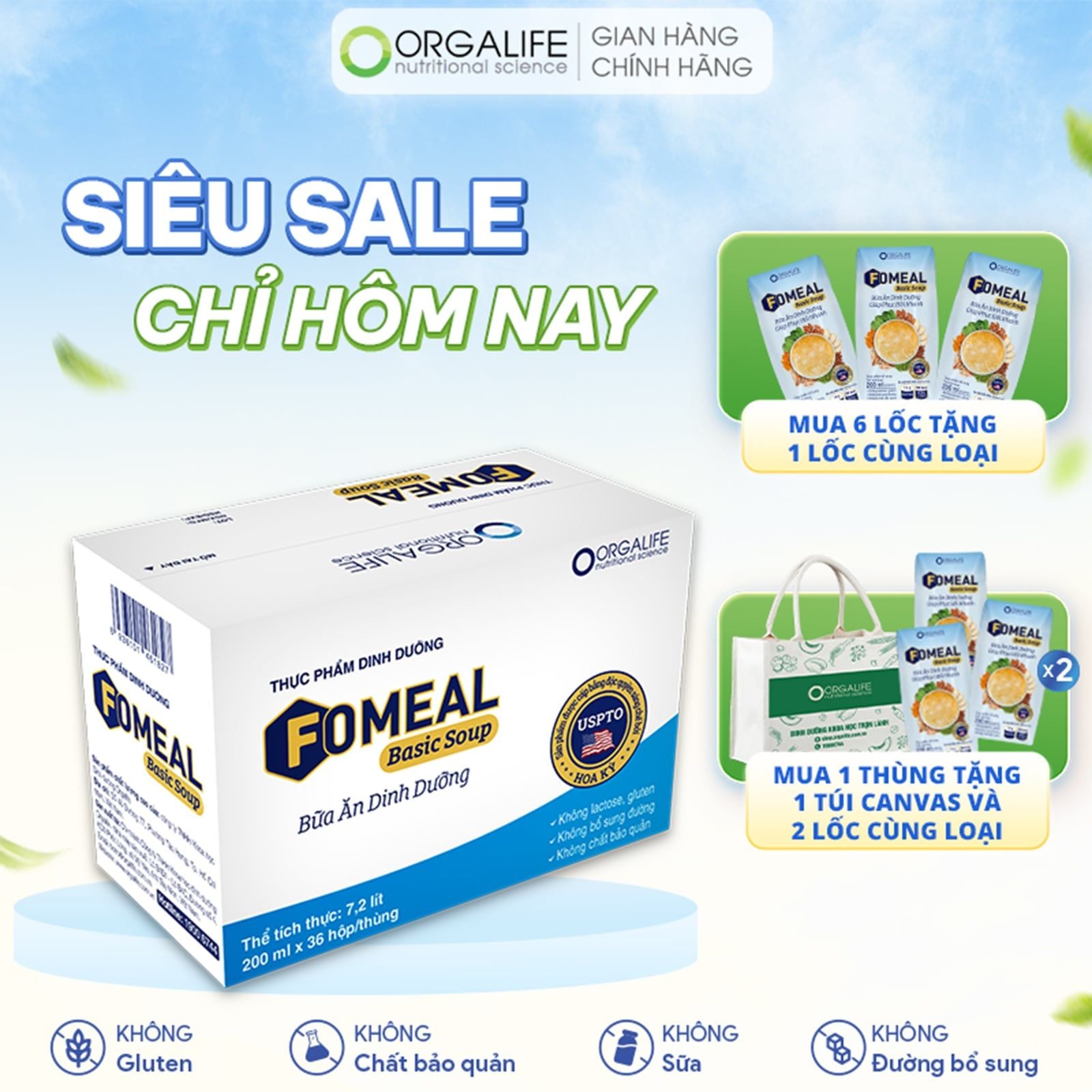  Thực phẩm dinh dưỡng FOMEAL BASIC SOUP - Thùng 36 Hộp (200ml/Hộp) 