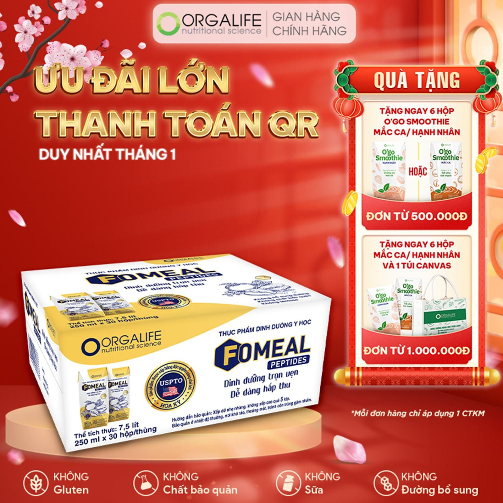  Thực phẩm dinh dưỡng y học FOMEAL PEPTIDES - Thùng 30 Hộp (250ml/Hộp) 