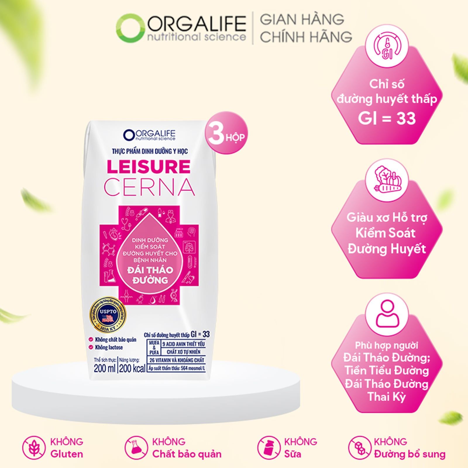  [Quà tặng] Leisure Cerna - Lốc 3 Hộp (200ml/Hộp) 