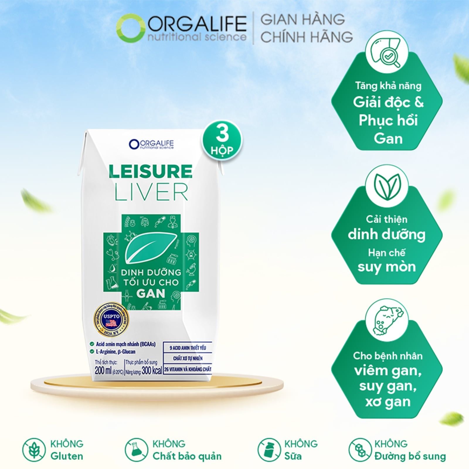  LEISURE LIVER - Soup Uống Dinh Dưỡng Cho Người Bệnh Gan Hỗ Trợ Tăng Cường Chức Năng Gan, Hạn Chế Suy Mòn Cơ - Lốc 3 Hộp (200ml/Hộp) 