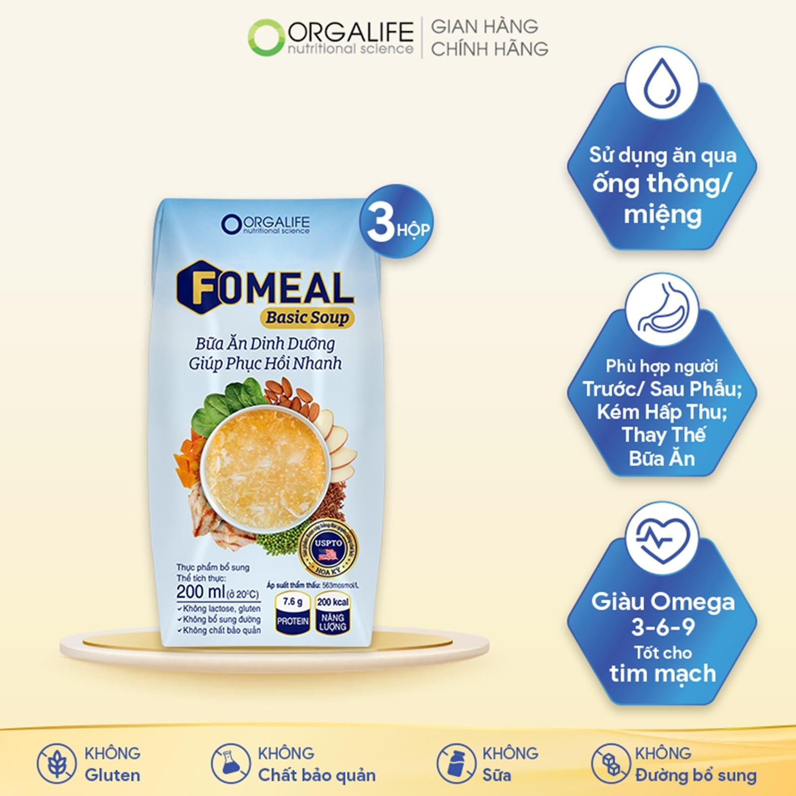  [Quà tặng] Fomeal Basic Soup - Lốc 3 Hộp (200ml/Hộp) 