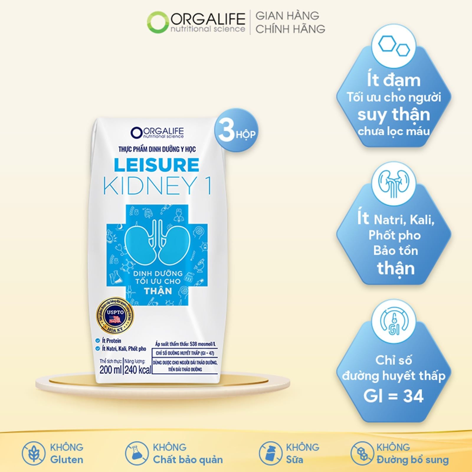  [Quà tặng] Leisure Kidney 1 - Lốc 3 Hộp (200ml/Hộp) 