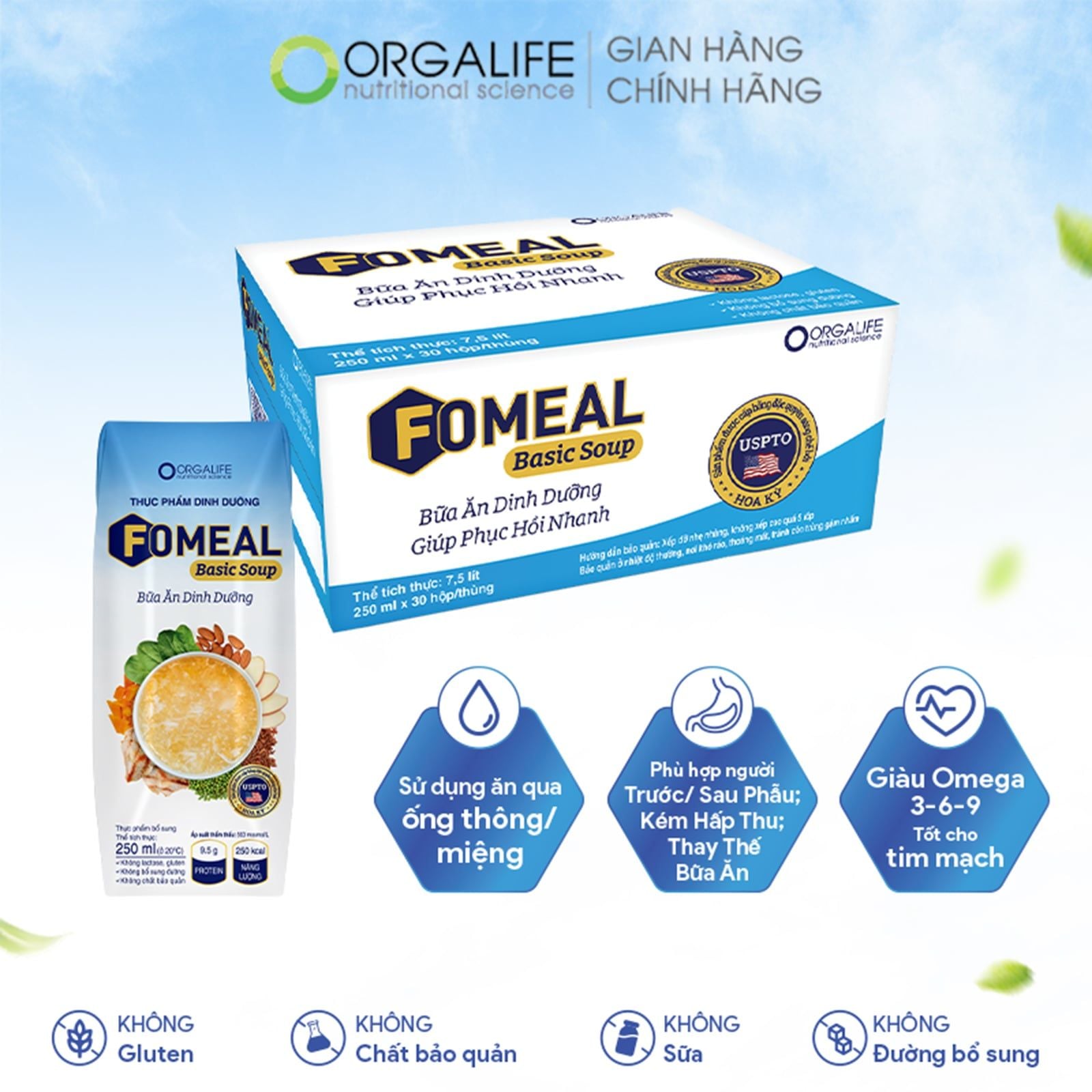  Thực phẩm dinh dưỡng FOMEAL BASIC SOUP - Thùng 30 Hộp (250ml/Hộp) 