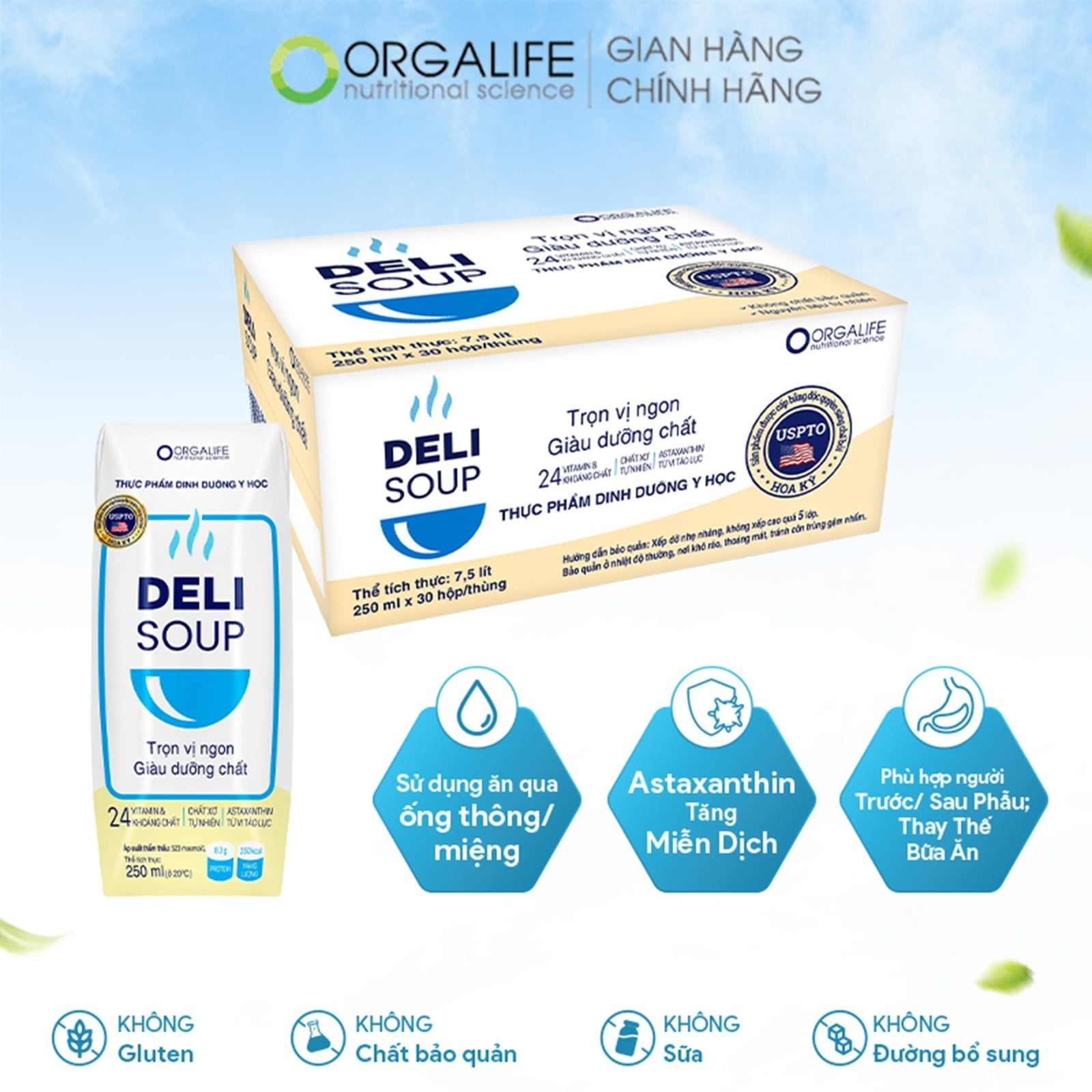  Thực phẩm dinh dưỡng y học DELISOUP - Thùng 30 Hộp (250ml/Hộp) 