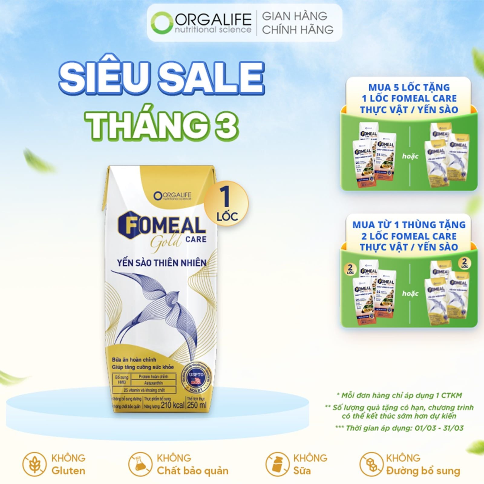  FOMEAL CARE GOLD YẾN SÀO THIÊN NHIÊN - Soup Uống Vi Chất Hạn Chế Mất Cơ, Tăng Đề Kháng - Lốc 3 Hộp (250ml/Hộp) 
