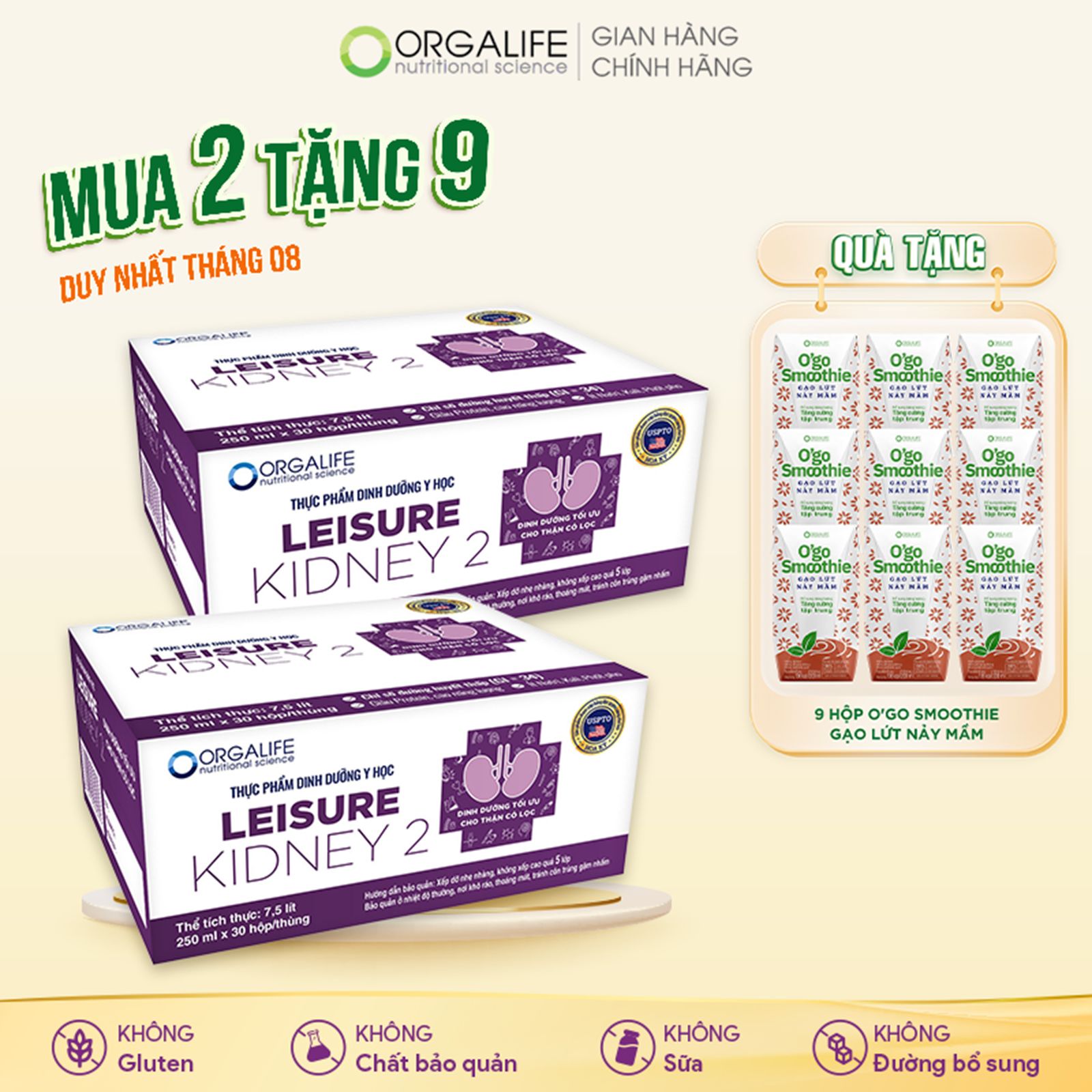  Leisure Kidney 2 - Thực Phẩm Dinh Dưỡng Y Học - Thùng 30 Hộp x 250ml 