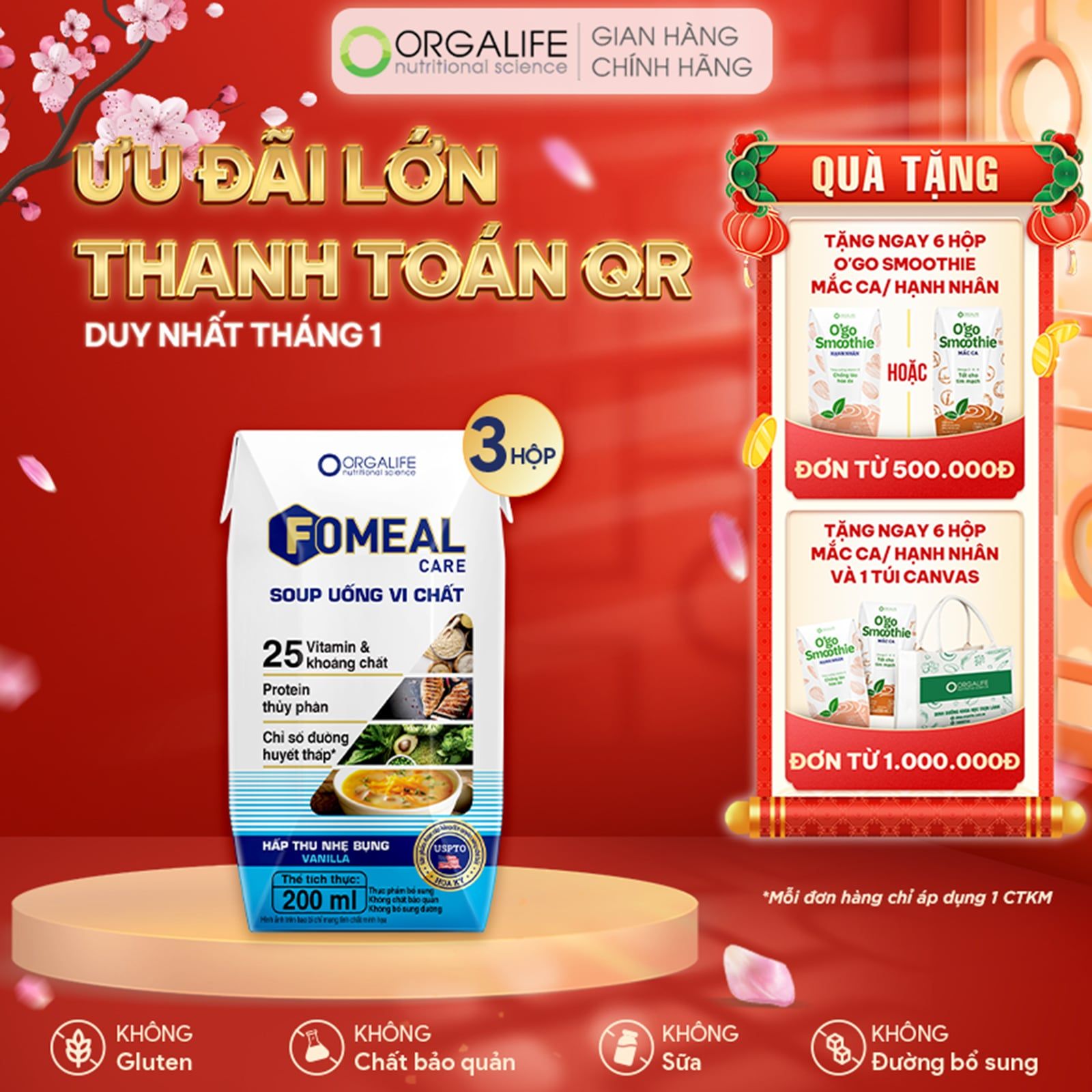  Thực phẩm dinh dưỡng y học FOMEAL CARE (VANILLA) - Lốc 3 Hộp (200ml/Hộp) 