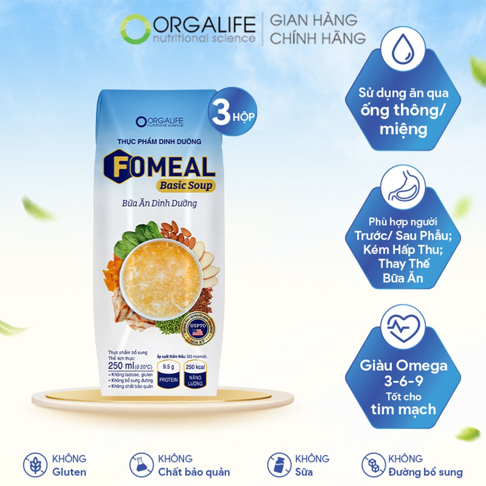 Thực phẩm dinh dưỡng FOMEAL BASIC SOUP - Lốc 3 Hộp (250ml/Hộp) 