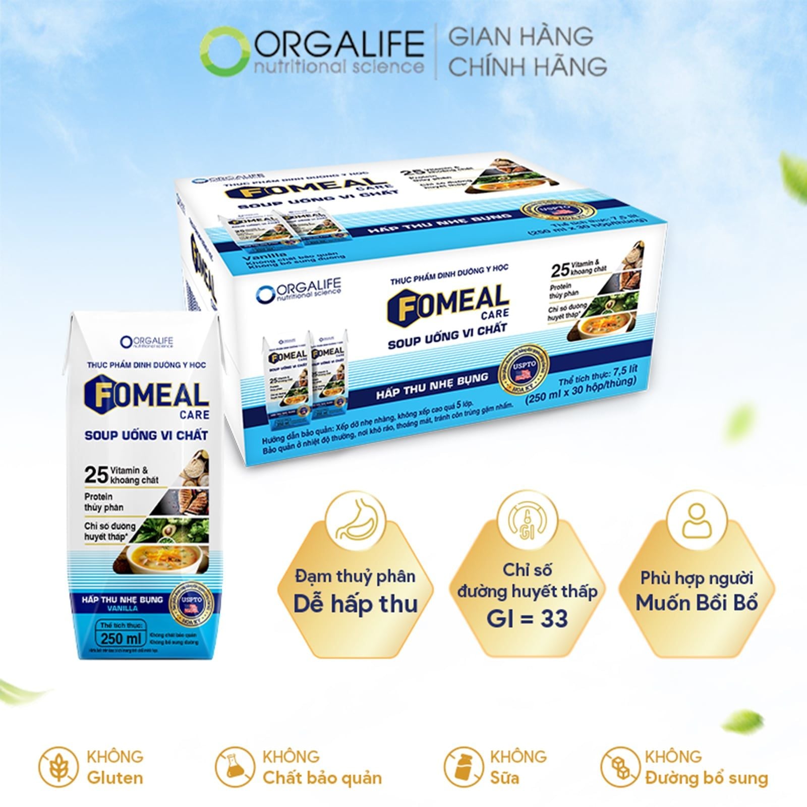  Thực phẩm dinh dưỡng y học FOMEAL CARE (VANILLA) - Thùng 30 Hộp (250ml/Hộp) 