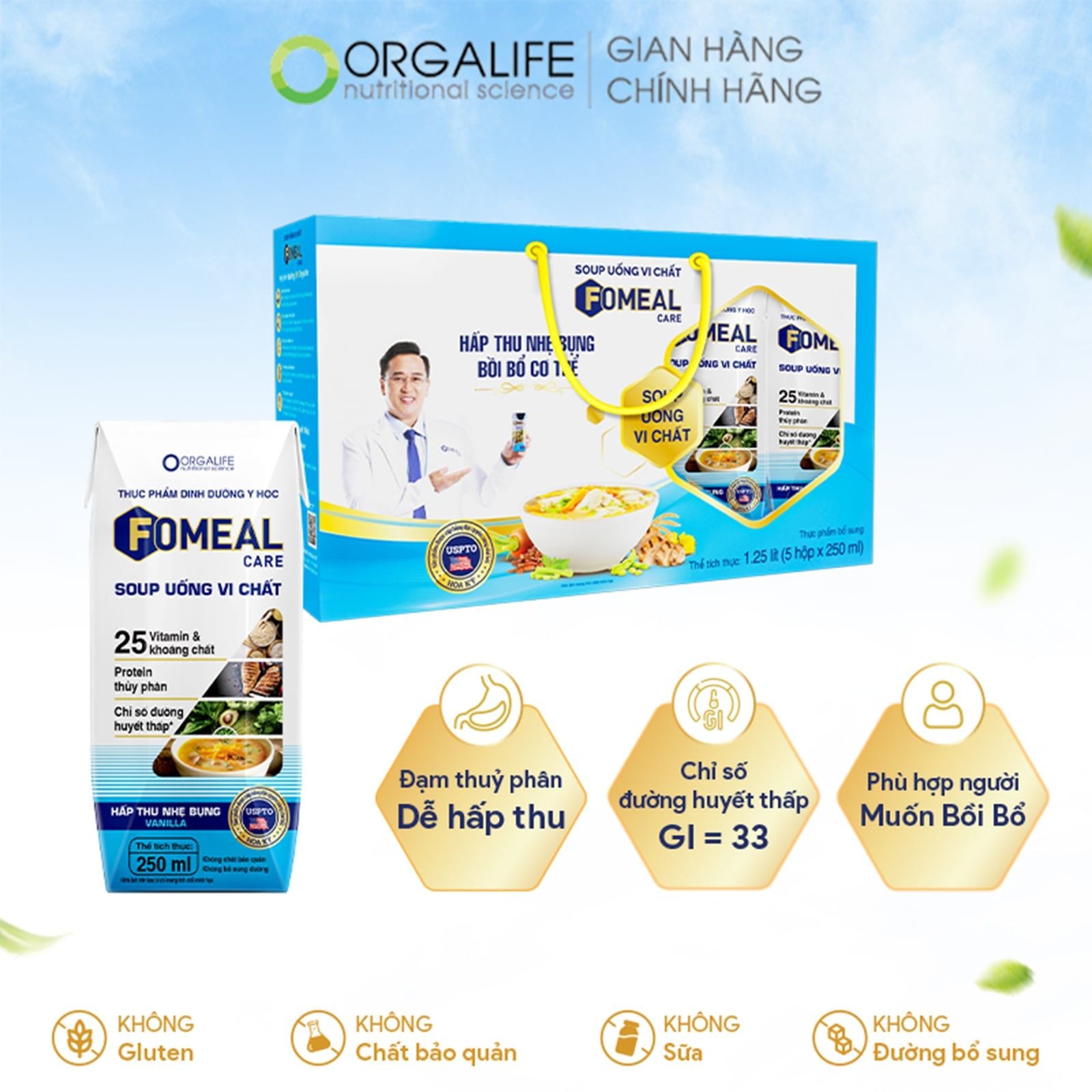  Hộp Quà Fomeal Care - Thực Phẩm Dinh Dưỡng Y Học - 6 Hộp (250ml/Hộp) 