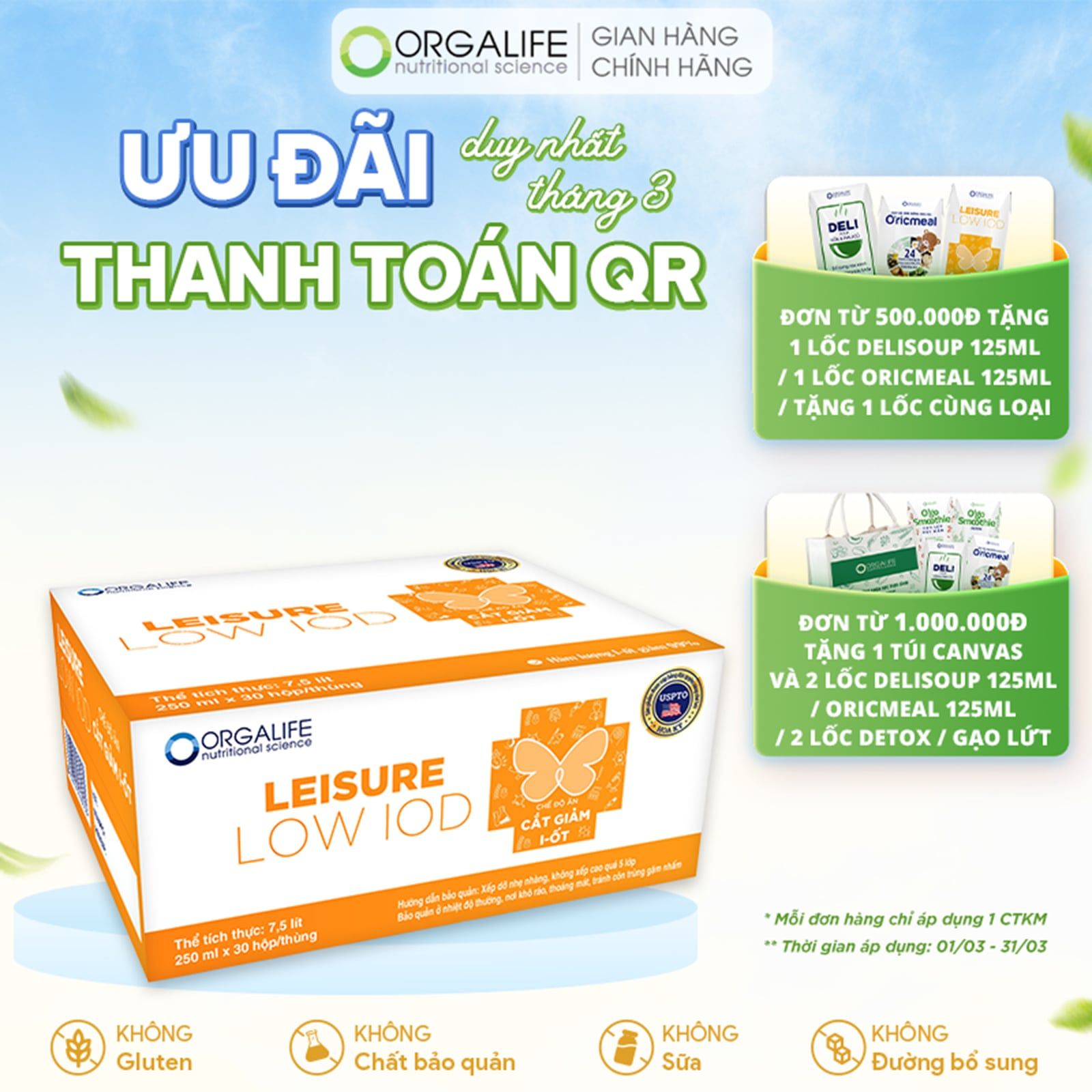  Leisure Low Iod - Soup Uống Dinh Dưỡng Cho Người Bệnh Tuyến Giáp Cần Cắt Giảm I-ốt - Thùng 30 Hộp 