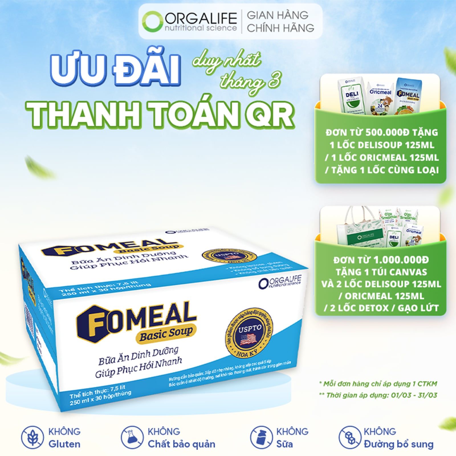  Thực phẩm dinh dưỡng FOMEAL BASIC SOUP - Thùng 30 Hộp (250ml/Hộp) 