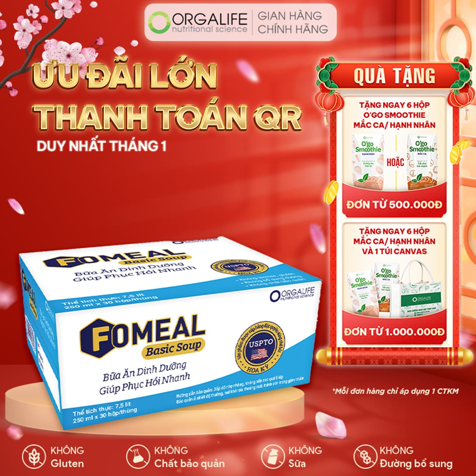  Thực phẩm dinh dưỡng FOMEAL BASIC SOUP - Thùng 30 Hộp (250ml/Hộp) 