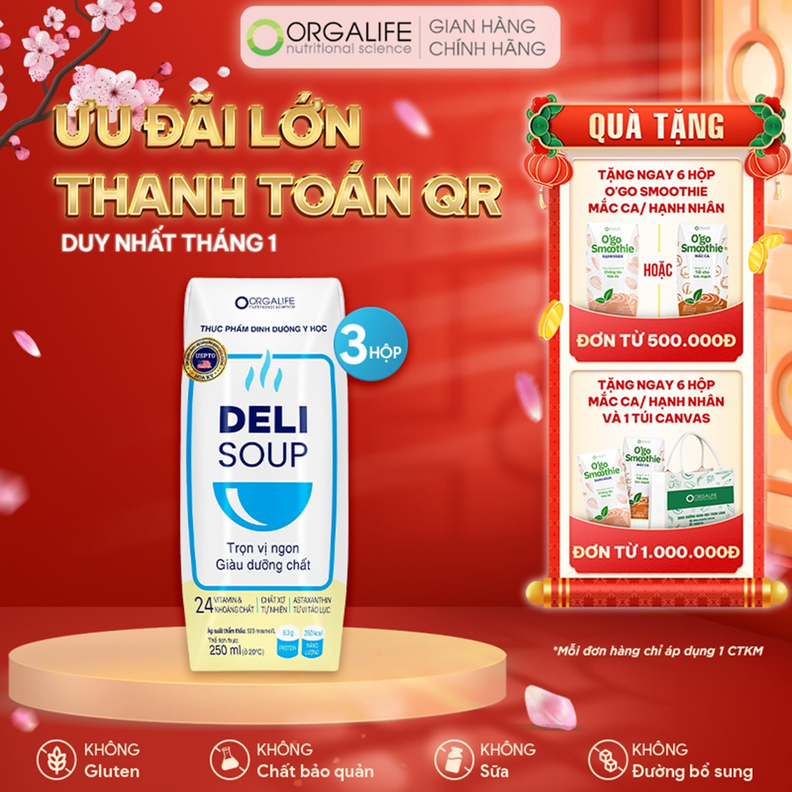  Thực phẩm dinh dưỡng y học DELISOUP - Lốc 3 Hộp (250ml/Hộp) 