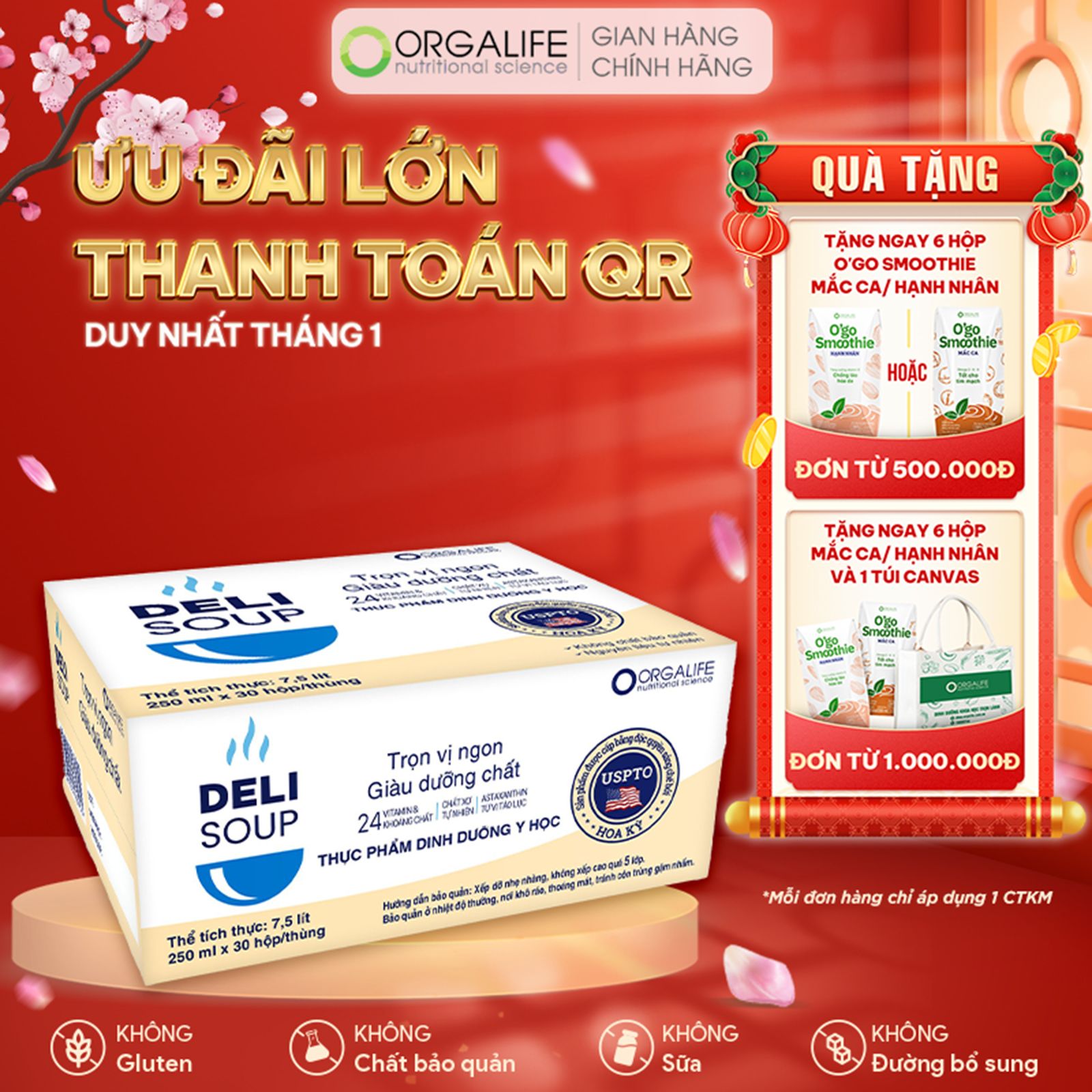  Thực phẩm dinh dưỡng y học DELISOUP - Thùng 30 Hộp (250ml/Hộp) 