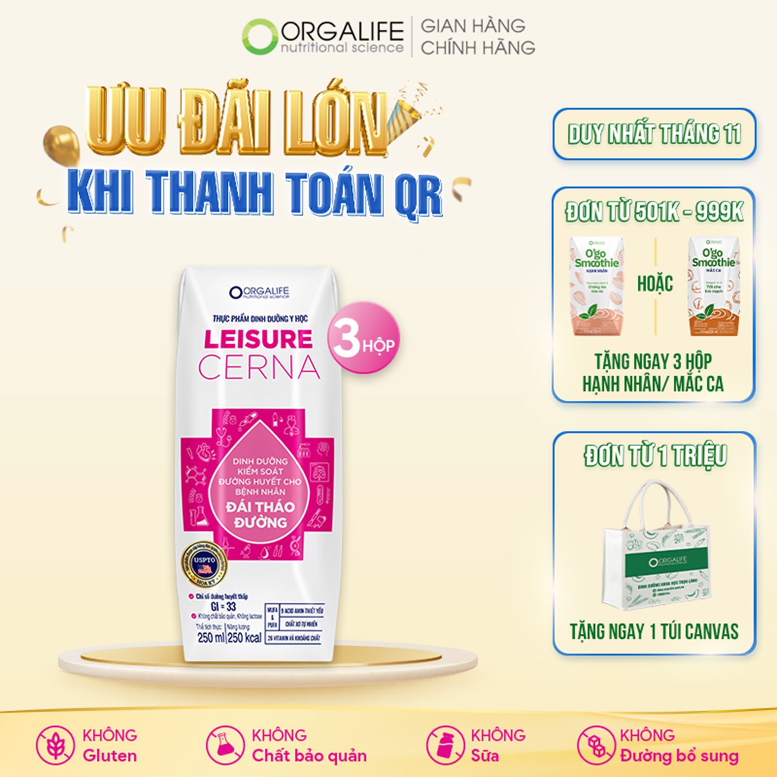  Thực phẩm dinh dưỡng y học LEISURE CERNA - Lốc 3 Hộp (250ml/Hộp) 