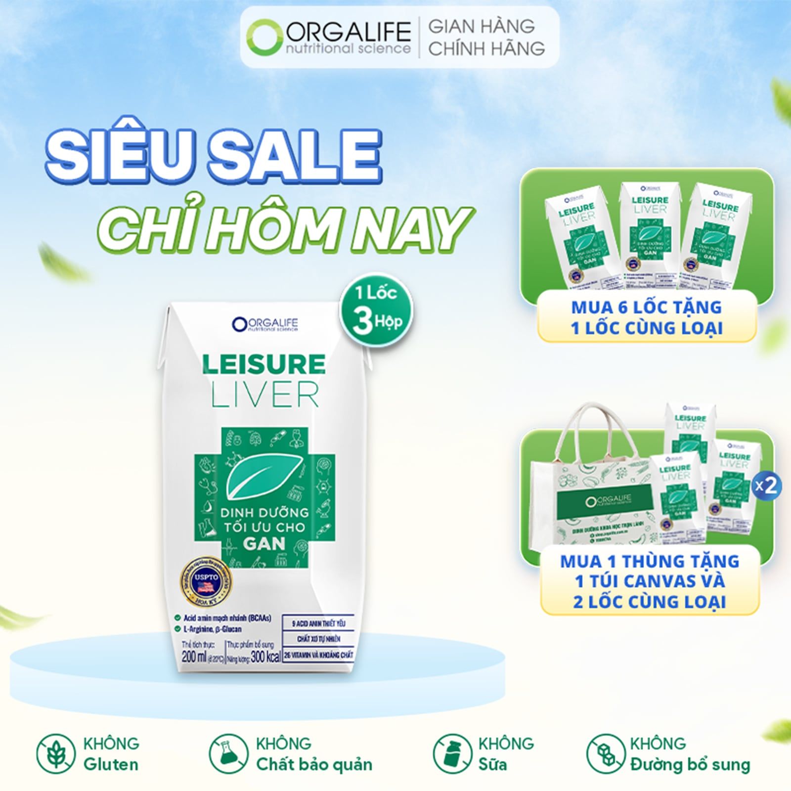  LEISURE LIVER - Soup Uống Dinh Dưỡng Cho Người Bệnh Gan Hỗ Trợ Tăng Cường Chức Năng Gan, Hạn Chế Suy Mòn Cơ - Lốc 3 Hộp (200ml/Hộp) 