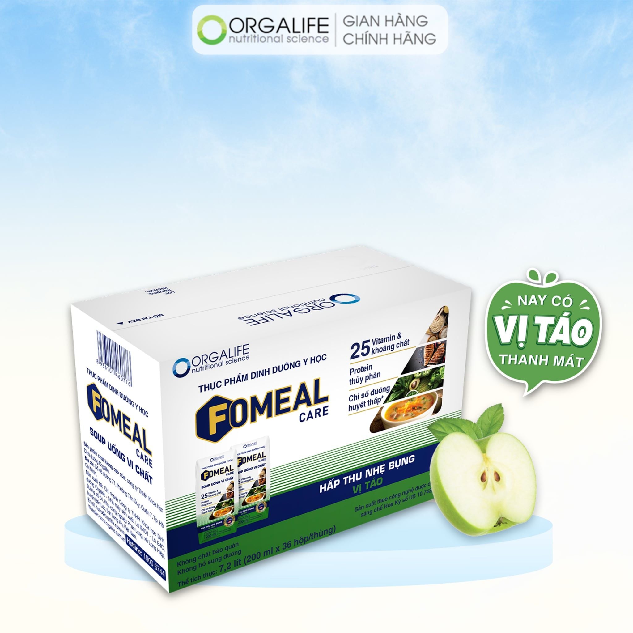  Thực phẩm dinh dưỡng y học FOMEAL CARE (VỊ TÁO) - Thùng 36 hộp (200ml/Hộp) 