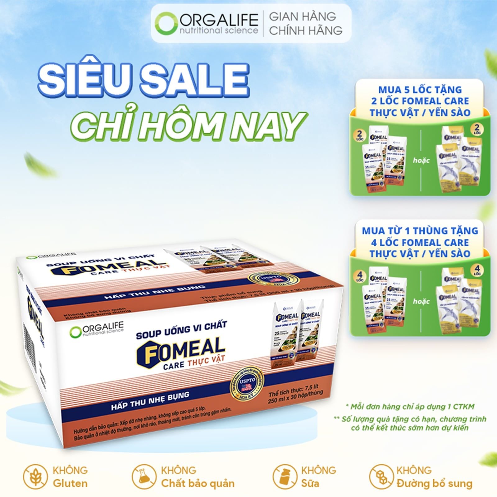  FOMEAL CARE THỰC VẬT - Soup Uống Dinh Dưỡng Cho Người Ăn Chay Đủ Chất - Thùng 30 Hộp (250ml/Hộp) 