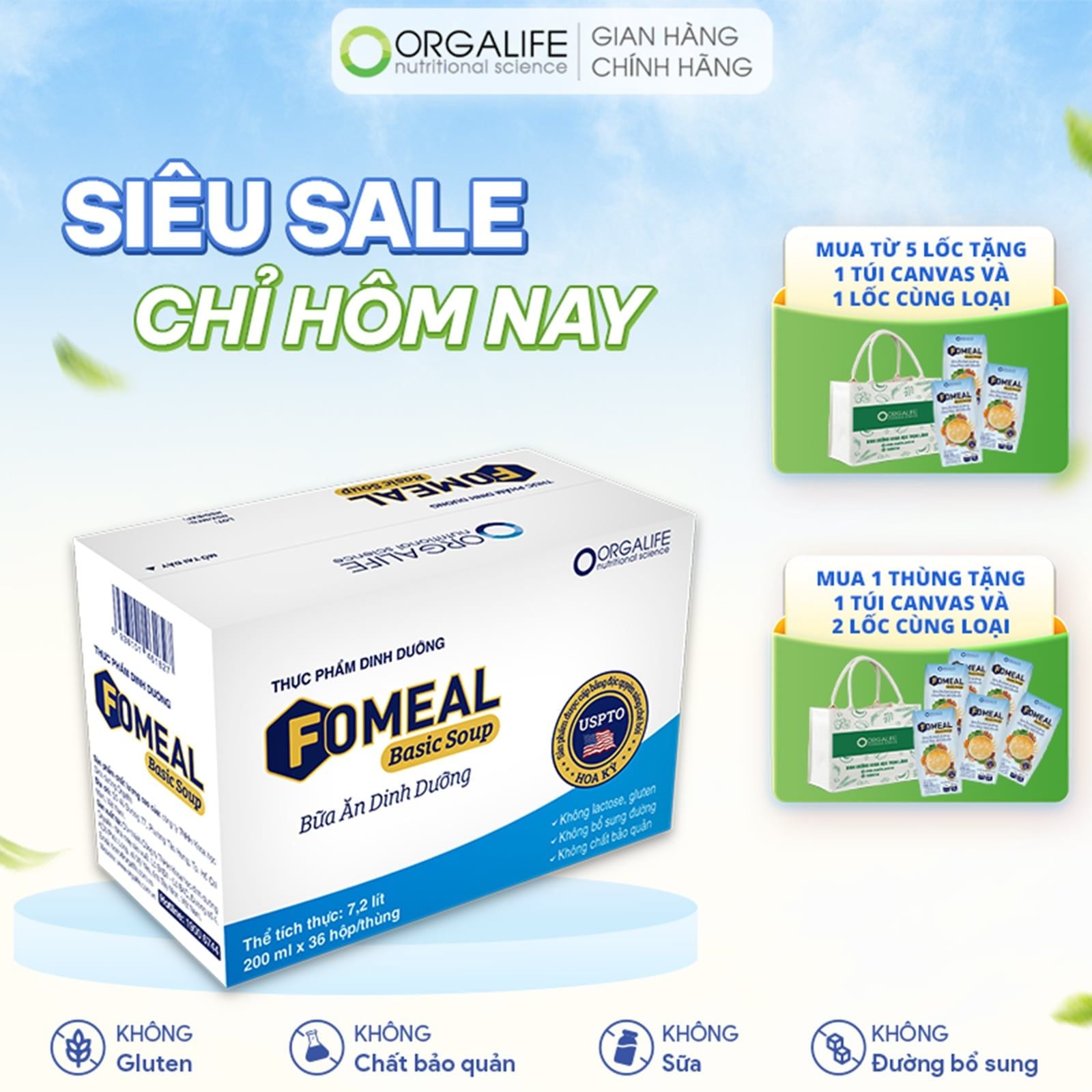  Thực phẩm dinh dưỡng FOMEAL BASIC SOUP - Thùng 36 Hộp (200ml/Hộp) 