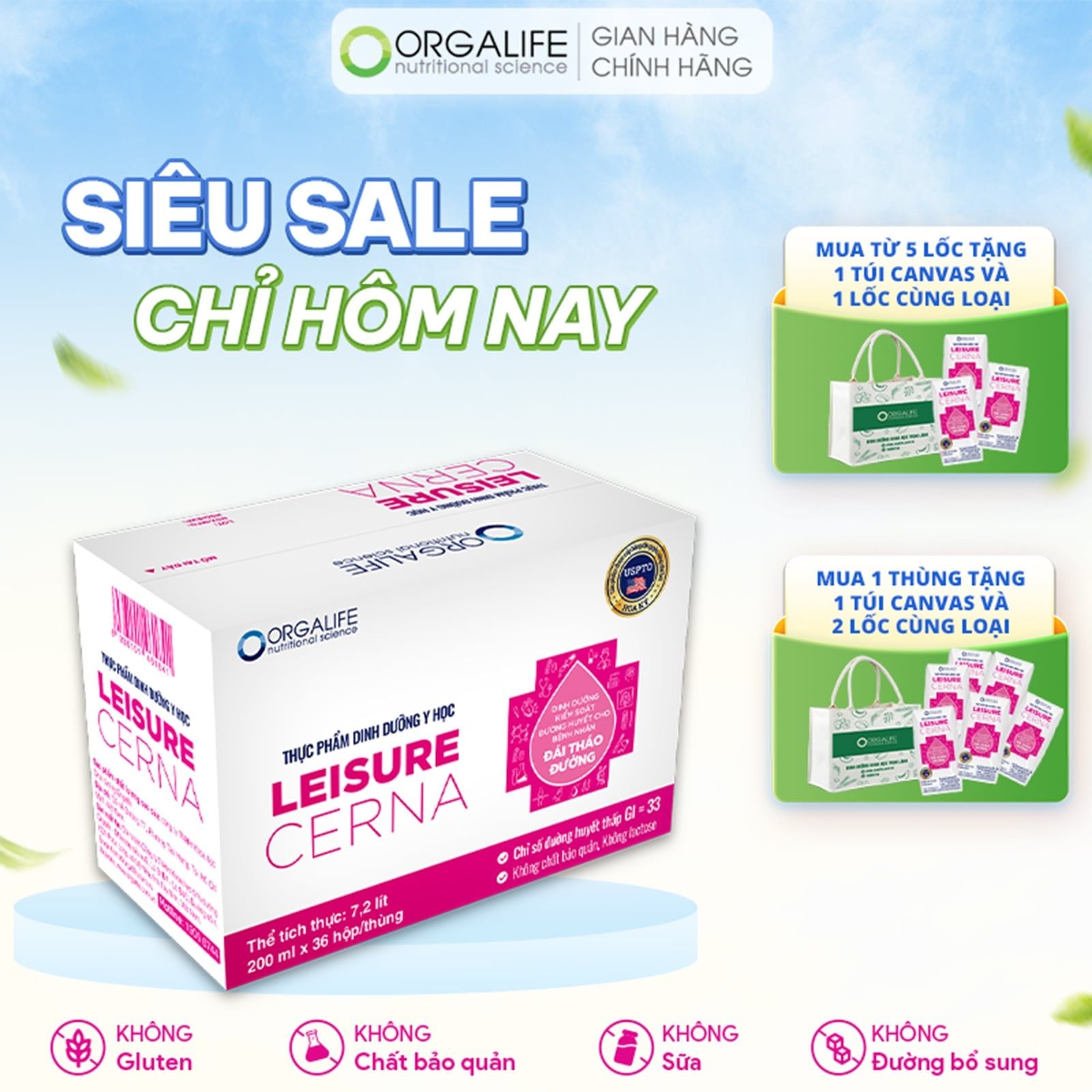  Thực phẩm dinh dưỡng y học LEISURE CERNA - Thùng 36 Hộp (200ml/Hộp) 
