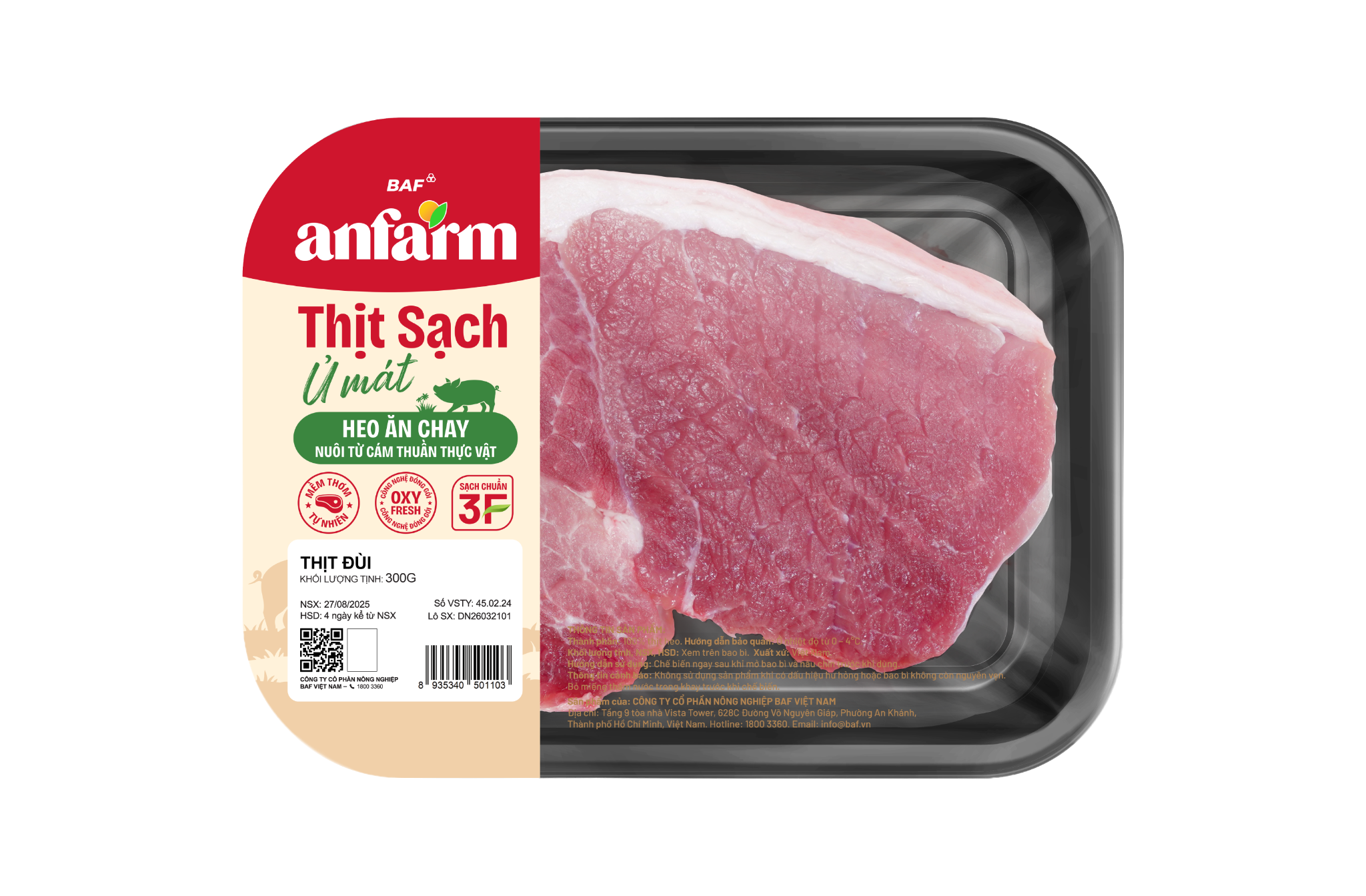 Thịt đùi heo anfarm 300gr/khay
