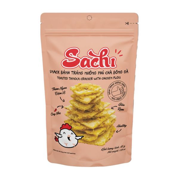 Snack bánh tráng nướng phủ chà bông gà Sachi 45g