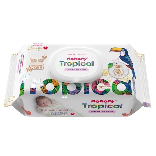 Khăn ướt không mùi Mamamy Tropical 90 tờ