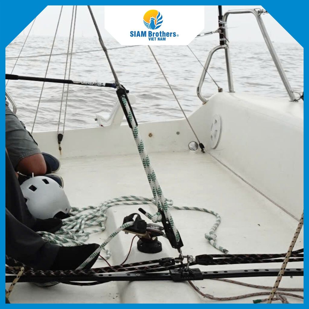 Dây Buồm Polyester 10.0MM L32 - Trắng Line Xanh Lá