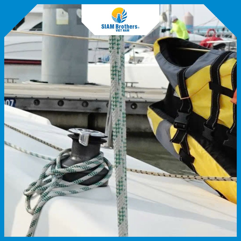 Dây Buồm Polyester 08.0MM L32 - Trắng Line Xanh Lá