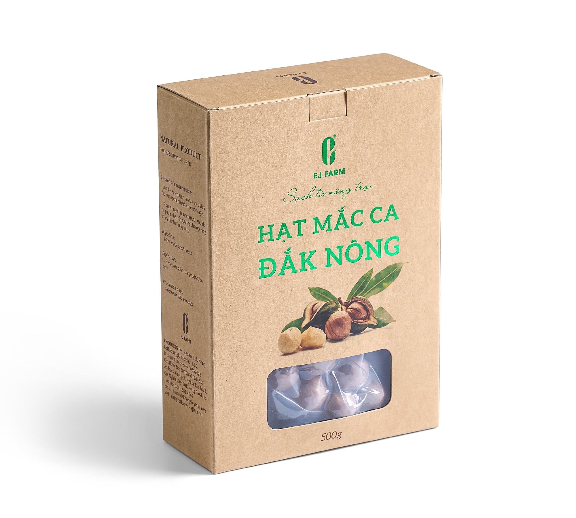 Hạt Macca Đắk Nông (hộp nâu) EJ Farm 500g