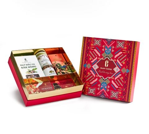  Hộp Quà Tết Enjoy Coffee - Tết Việt - Mã 940 - Hộp Thổ cẩm 