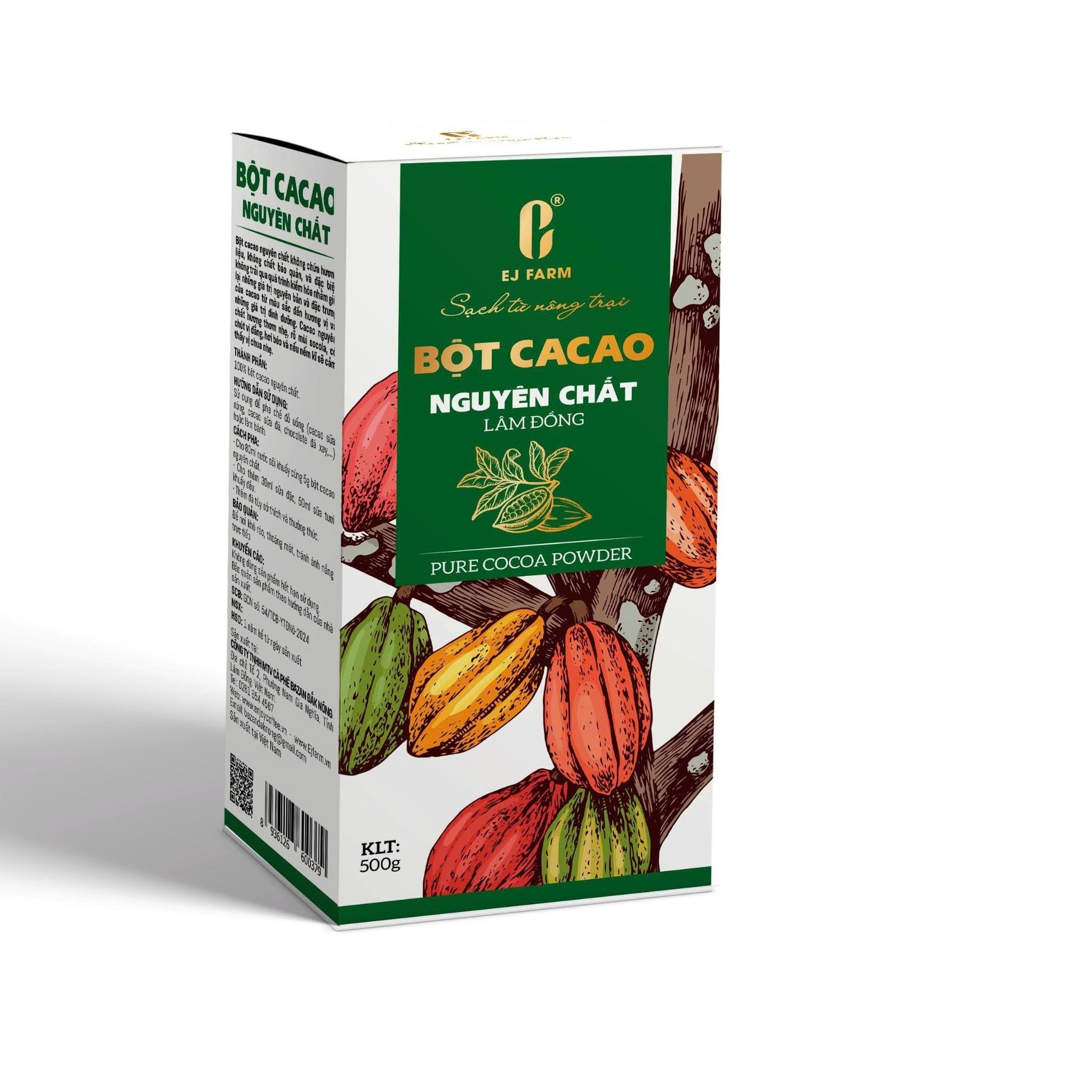 Bột cacao nguyên chất Lâm Đồng EJ Farm 500g