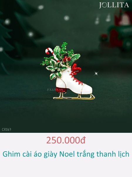  Ghim cài áo giày Noel trắng thanh lịch 