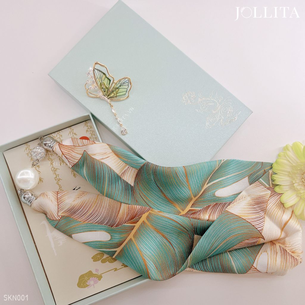  Set quà tặng 20/11 trâm cài áo khăn choàng cao cấp sang trọng SKN001 