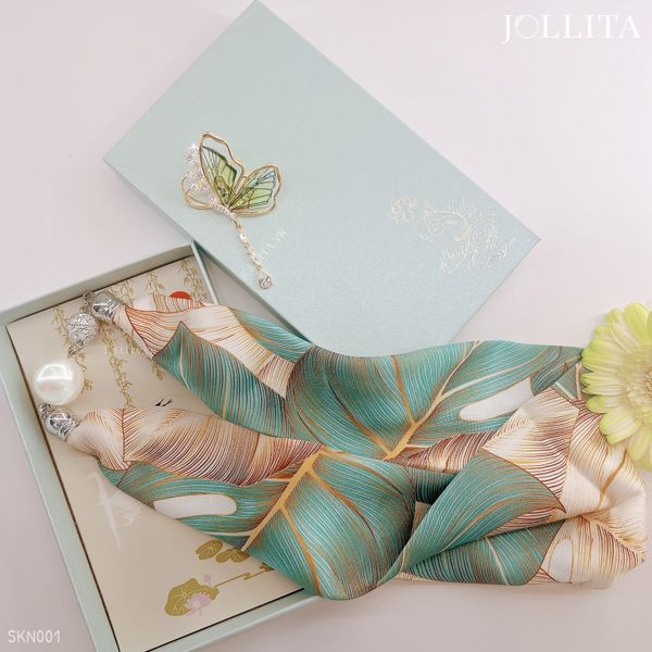  Set quà tặng 20/10 trâm cài áo khăn choàng cao cấp sang trọng SKN001 